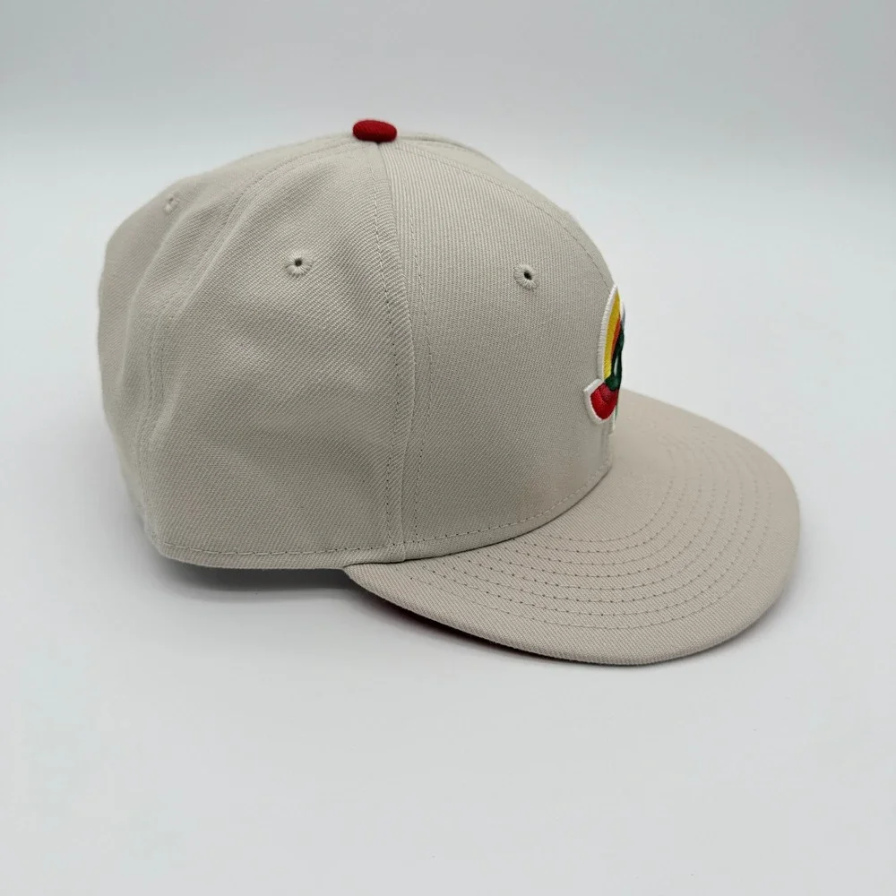 New Era World Baseball Classic Hat 9FIFTY Mens OSFM Beige Red Pinwheel Snapback